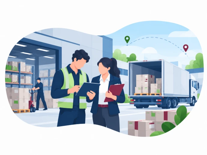 Illustrazione dedicata alla gestione del magazzino in Odoo, delle merci e dei trasporti nelle PMI del nord italia (Veneto, Lombardia, Emilia Romagna, Piemento e Trentino).