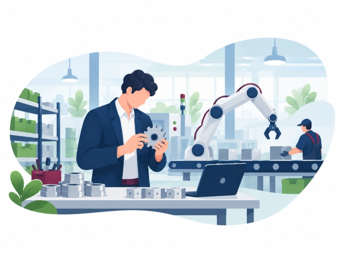 Illustrazione dedicata alla gestione in odoo dei processi produttivi e delle attività di fabbrica nelle PMI italiane